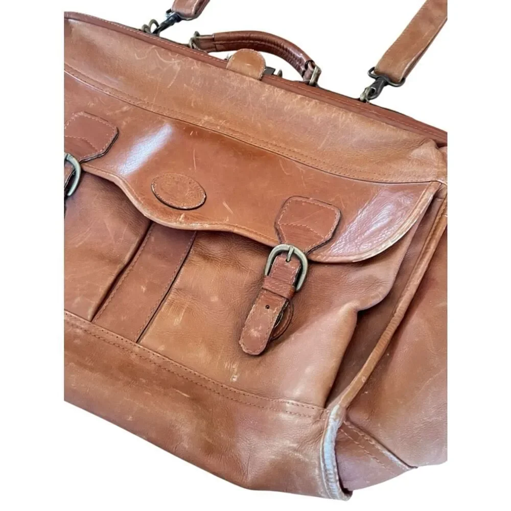 Vintage Dilana Brown Leather Satchel Messenger Bag